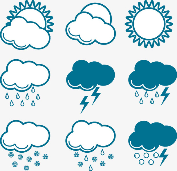 天气 预报 下雨 晴天免抠