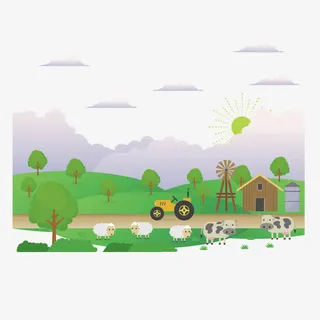 矢量卡通农家畜牧田园免抠