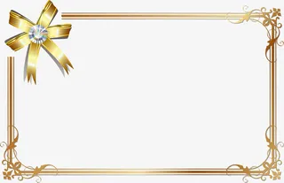 金色蝴蝶结框架免抠