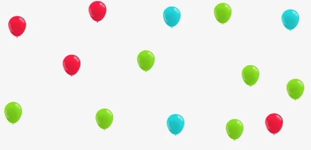 飞舞粉蓝绿气球免抠