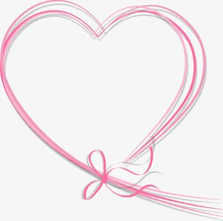 情人节粉色爱心线条免抠