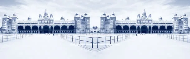 灰色雪地城堡大门海报背景