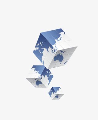 立方体特别设计方形地球地图免抠