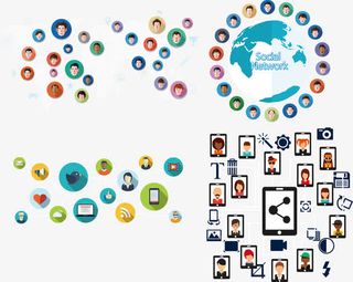 扁平化人脉社交网络矢量图免抠