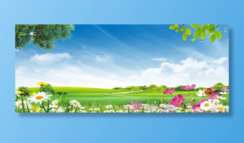 蓝天白云草地背景素材高清另类其他背景