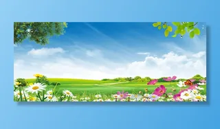 蓝天白云草地背景素材高清另类其他背景