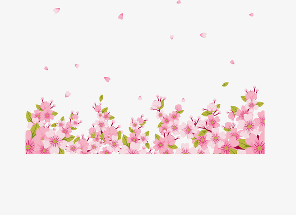 浪漫粉红春天桃花免抠