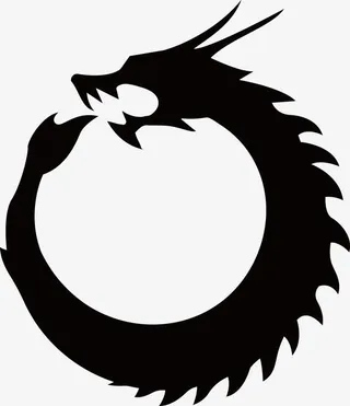 古风水墨线条龙图案免抠