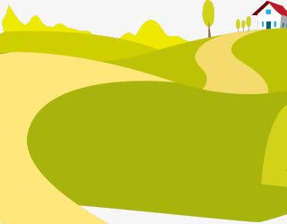 卡通绿色乡村田地免抠