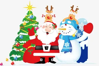 矢量圣诞老人和雪人免抠