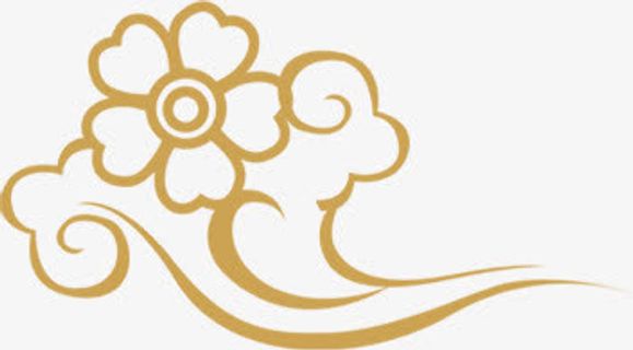 手绘黄色云彩花纹免抠