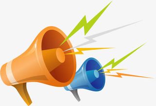 橙色蓝色大喇叭免抠