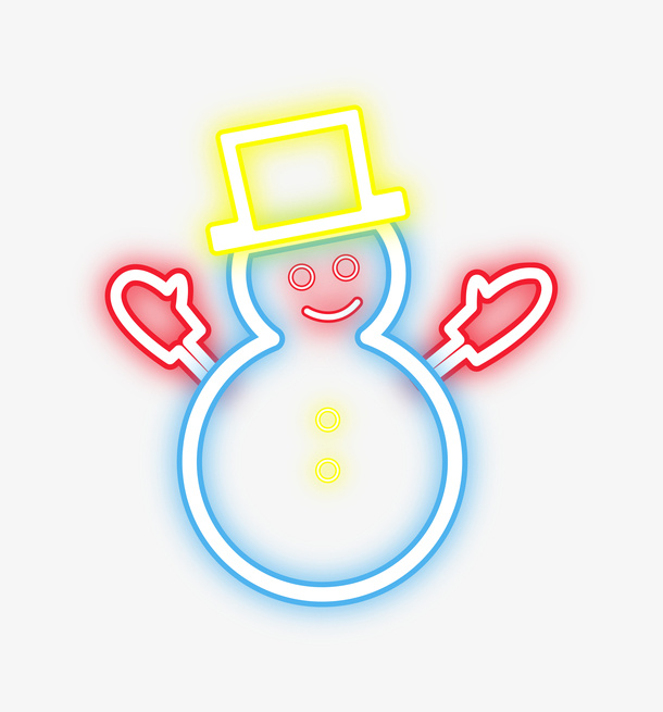 圣诞节冬季霓虹发光雪人免抠
