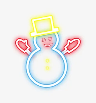 圣诞节冬季霓虹发光雪人免抠