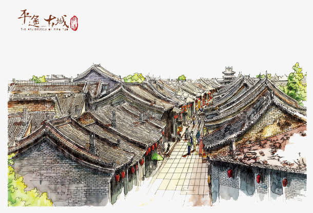 手绘建筑免抠
