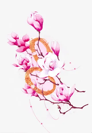 唯美古风手绘插画免抠