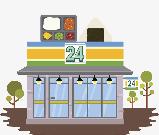 卡通24小时便利店免抠图免抠