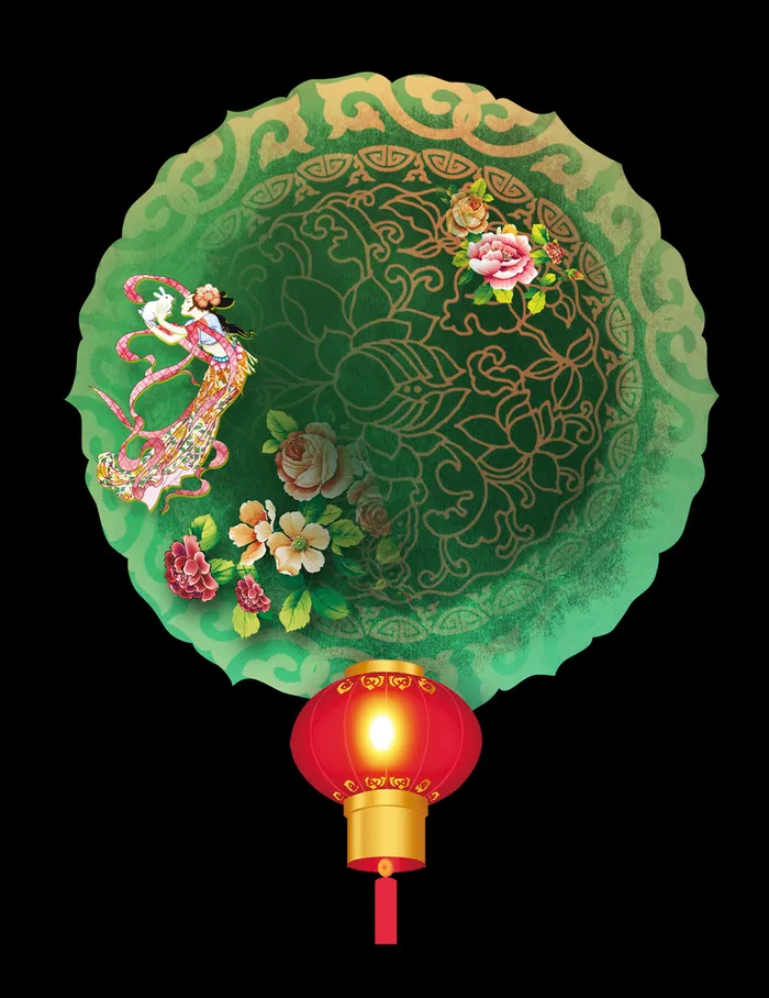 翡翠嫦娥奔月花背景高清