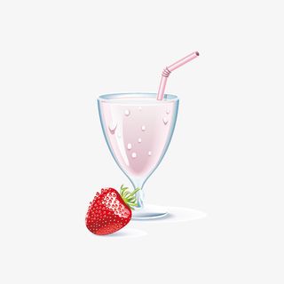 手绘草莓果汁免抠