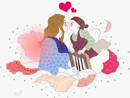 温馨卡通人物母女免抠