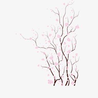 矢量手绘梅花树免抠