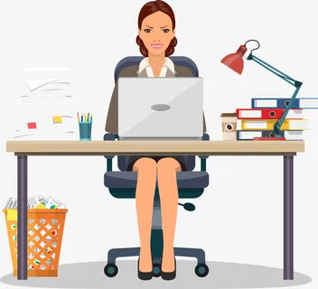 手绘卡通办公场景职业人物女性免抠