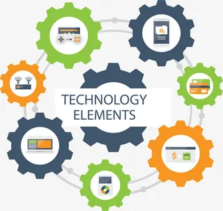 彩色科技感齿轮花纹免抠