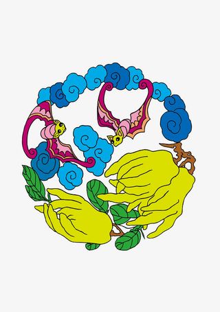 古典云纹蝙蝠矢量素材免抠