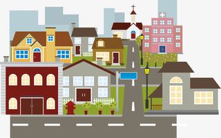 卡通城区街景图免抠