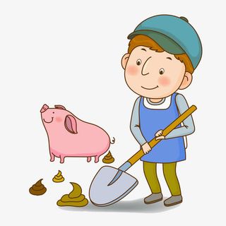 拿着铁锹铲屎的男人免抠