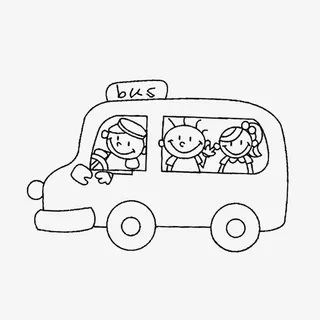 坐公交车的孩子们免抠