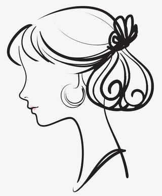 简约手绘少女头像手绘图免抠