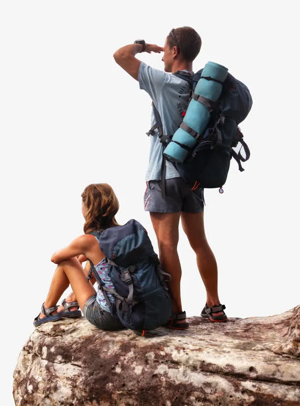 外国登山爱好者情侣免抠