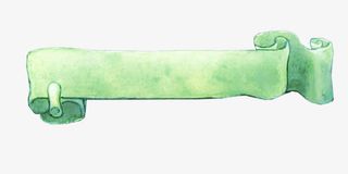 清新唯美手绘水墨丝带绿色边框免抠