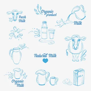 手绘牛奶杯子图标免抠