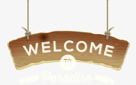 welcome欢迎木牌悬挂卡通免抠