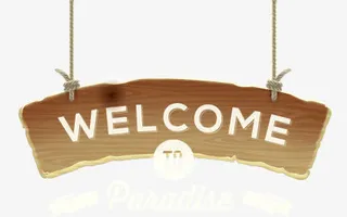 welcome欢迎木牌悬挂卡通免抠