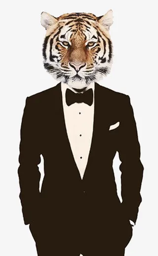 老虎 大王 人物 可爱 老虎头 领结免抠