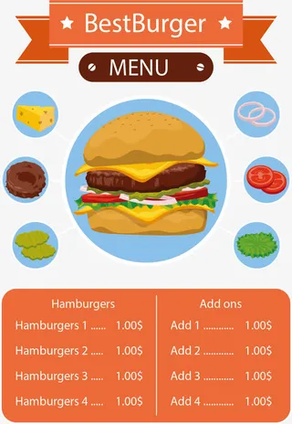 汉堡组成成分菜单免抠
