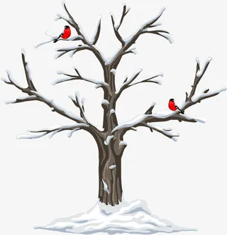 中国风手绘冬天的树免抠