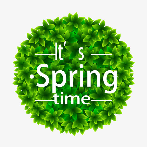 绿色春季树叶组合圆形矢量图免抠