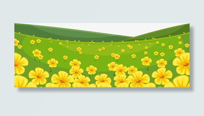 太阳 阳光 素材 春天 黄色小花 草地免抠