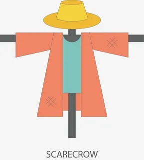 卡通线条稻草人免抠