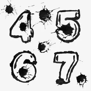 黑色水墨数字免抠