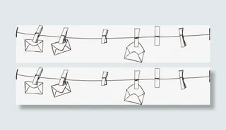 素描绳子上的信封免抠