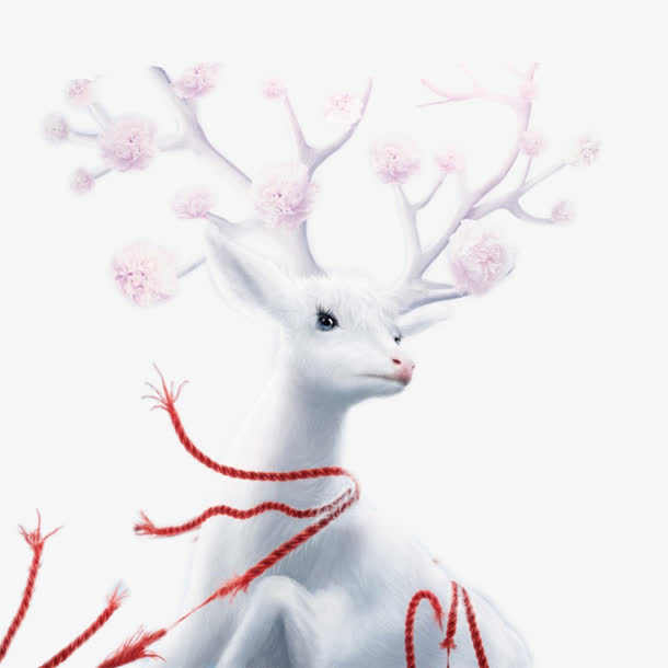 圣诞白色小麋鹿免抠