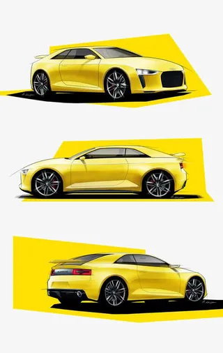 黄色跑车免抠