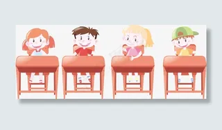 矢量一排坐着的学生免抠