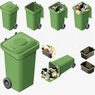 蓝色的垃圾桶清洁免抠