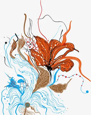 水彩花纹矢量印染素材免抠